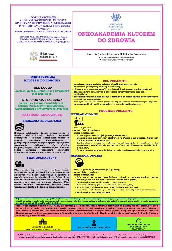 Plakat informacyjny Onkoakademia